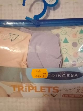 Tríplets Princesa . 6 braguitas estilo bikini.