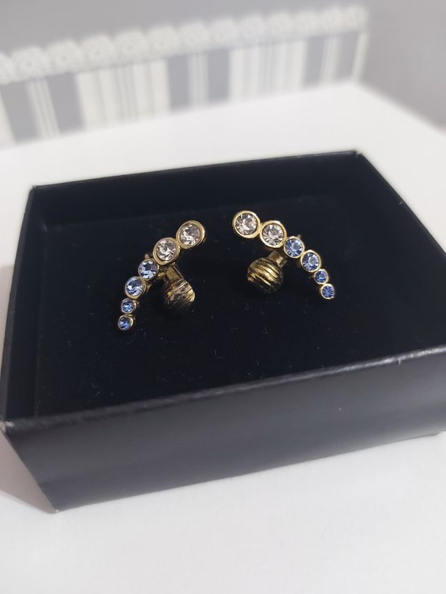 Orecchini clip dorati blu