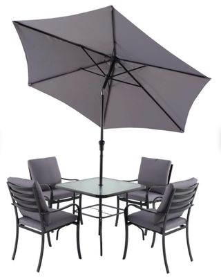 Conjunto Mesa Jardim - 5 peças Cinza