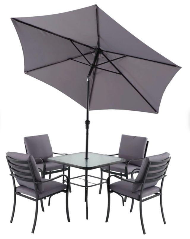 Conjunto Mesa Jardim - 5 peças Cinza