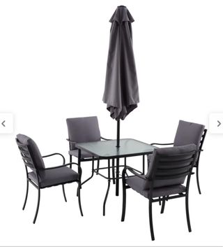 Conjunto Mesa Jardim - 5 peças Cinza