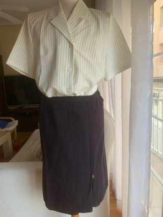 Conjunto blusa+falda beige y negra