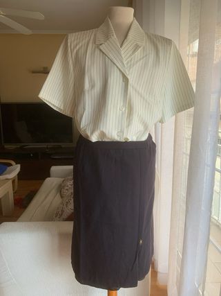 Conjunto blusa+falda beige y negra