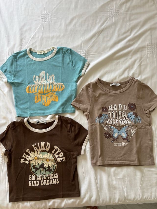 3 camisetas Pull&Bear - tops cortos