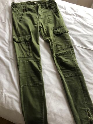 Pantalones Zara Woman - Verde Oliva - T-S