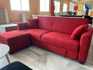 Sofá cama con puff rojo - hacemos envíos