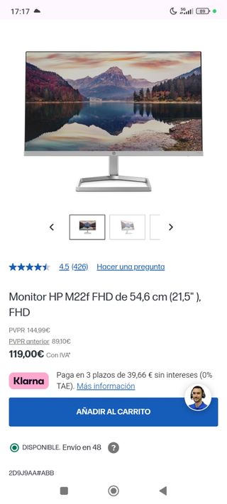 Monitor HP Full HD 21,5"