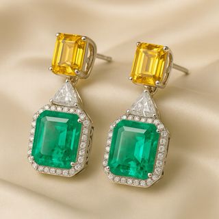 Conjunto de Nano Esmeraldas, Citrino y Cuarzo