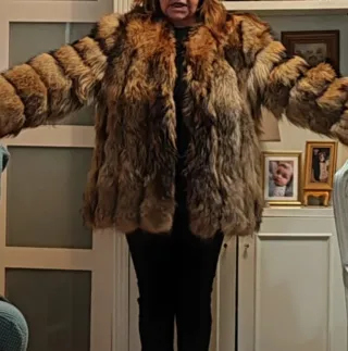 Chaquetón piel beige