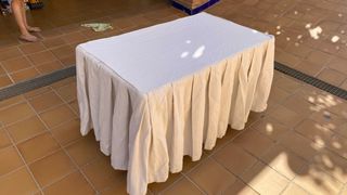 Mesa camilla rectangular con cristal y funda beige