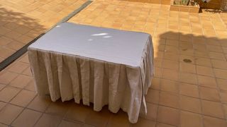 Mesa camilla rectangular con cristal y funda beige