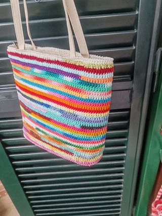 Borsa all'uncinetto multicolor