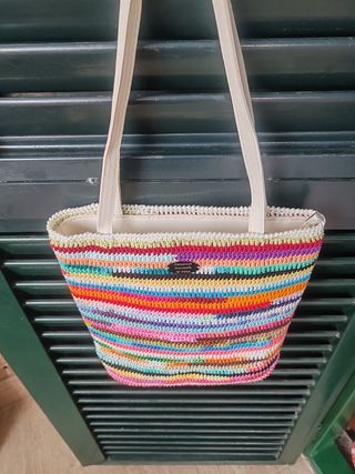 Borsa all'uncinetto multicolor