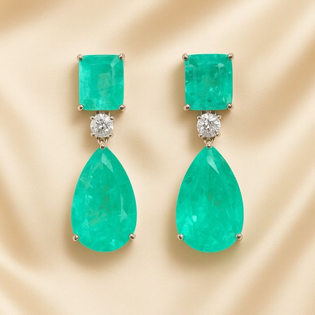 Pendientes de Turmalina Paraiba y Cuarzo Blanco