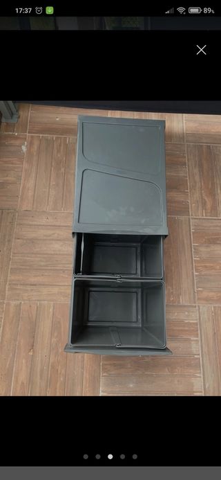 Cubo basura 2 cubetas extraíble gris