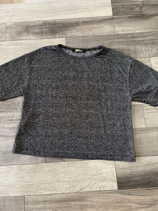 Top paillettes grigio argento