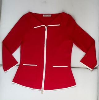 Chaqueta de punto roja y blanca de PG