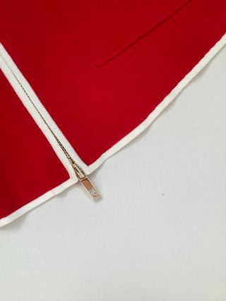 Chaqueta de punto roja y blanca de PG