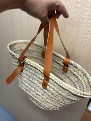 Capazo mimbre cuero - letra E (Letter Bag)