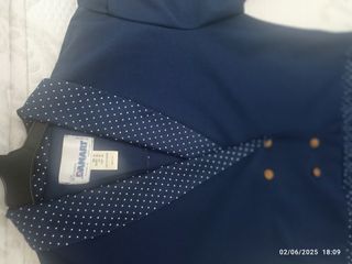 Vestido azul lunares blanco