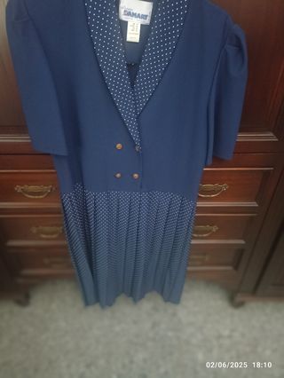 Vestido azul lunares blanco