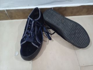 Zapatos terciopelo azul invierno