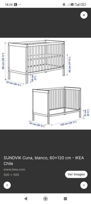 Cuna SUNDVIK Ikea blanca 60x120