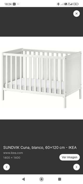 Cuna SUNDVIK Ikea blanca 60x120