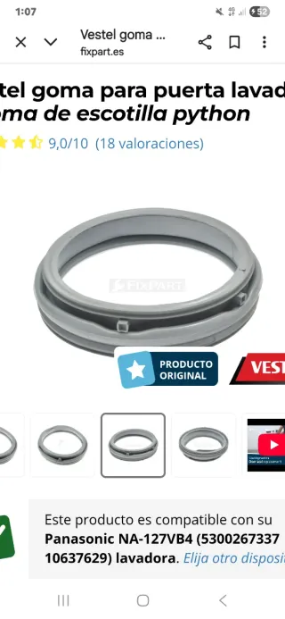 Goma puerta lavadora. Cambie lavadora recien puest