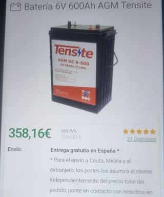  Batería solar Tensite  600Ah AGM
2bateria en caja