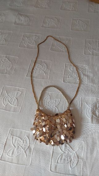 Vestido fiesta marrón-dorado
