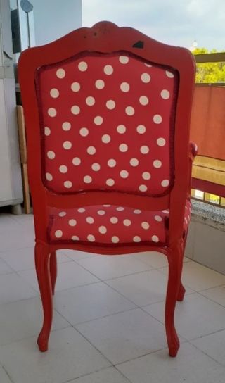 Sillón andaluz rojo - blanco lunares