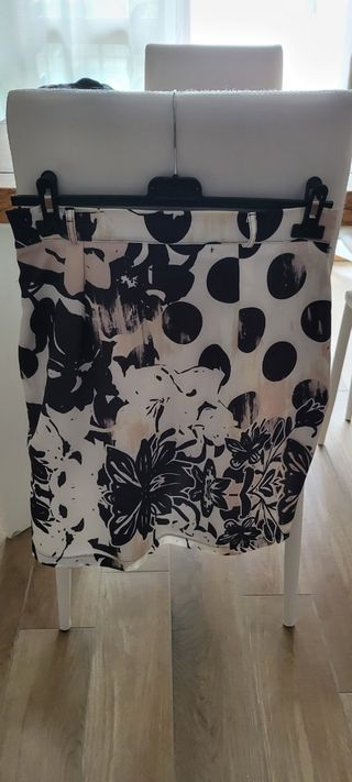 Gonna fiori beige&nero