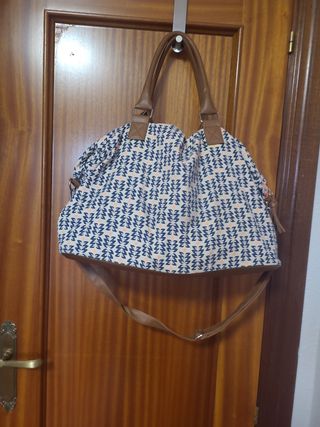 Bolso viaje beige-azul