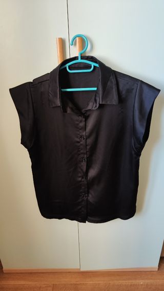 Camicia nera in raso