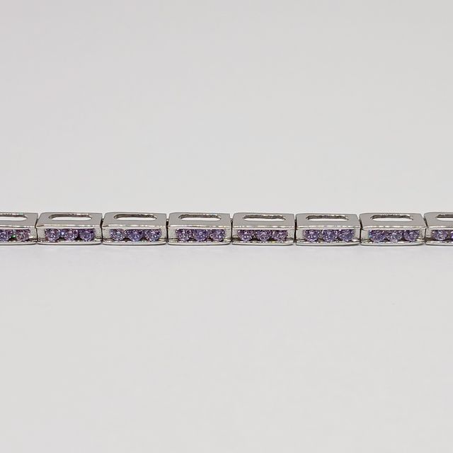 Pulsera Oro Blanco Cuarzos Lilas