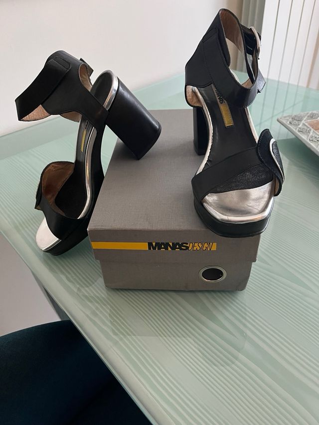 Sandali Manas 37 - neri e argento
