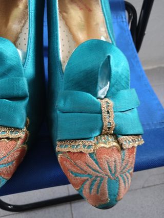 Zapatos tacón turquesa talla 36
