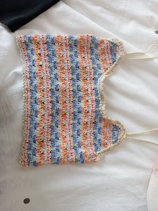 Top crochet multicolor talla S