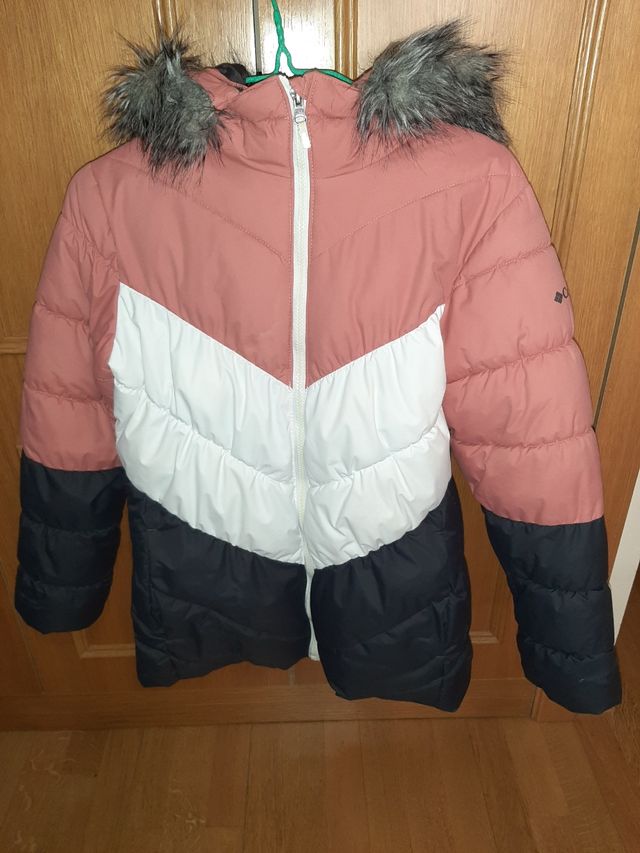 Abrigo Columbia niña - Rosa, blanco y negro