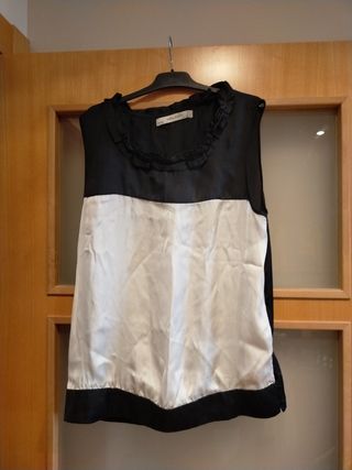 Blusa negra y blanca mujer