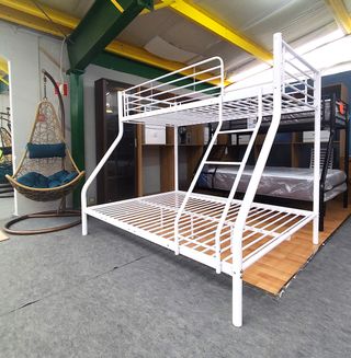 NUEVA LITERA METALICA+MESITA DE NOCHE !! BLANCA!!