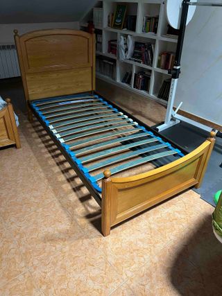 2 camas madera pino 90x190cm