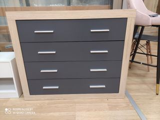 Cómoda 4 cajones - Gris y marrón