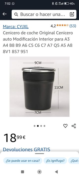 Cenicero Audi - Negro