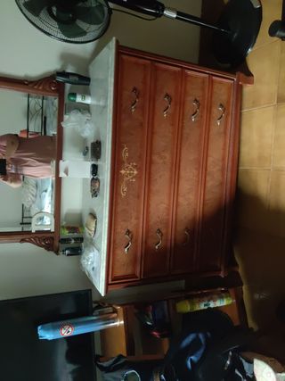 Cómoda tocador madera mármol
