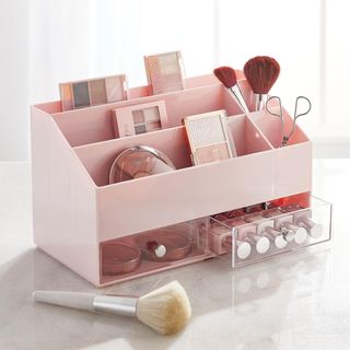 Organizador maquillaje rosa - 5 compartimentos