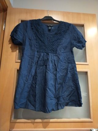 Blusa azul mujer premamá