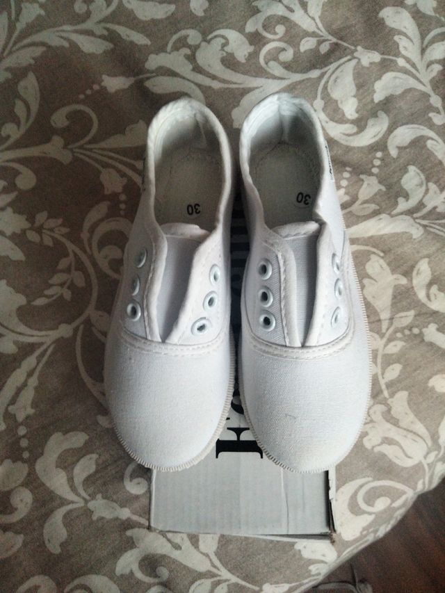 Zapatillas lona blancas niño/niña -talla 30