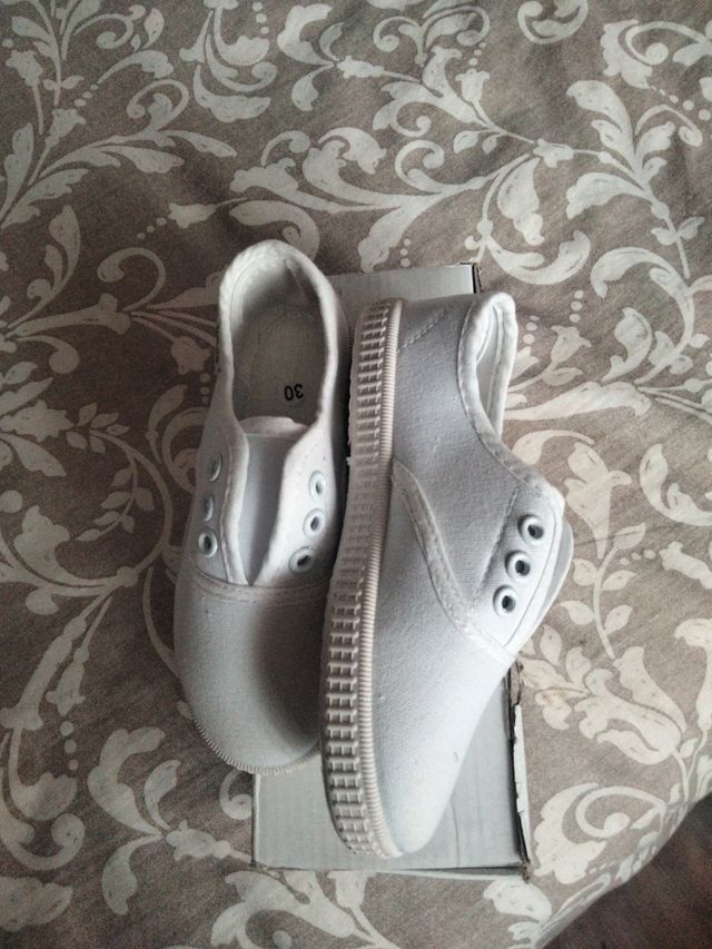 Zapatillas lona blancas niño/niña -talla 30